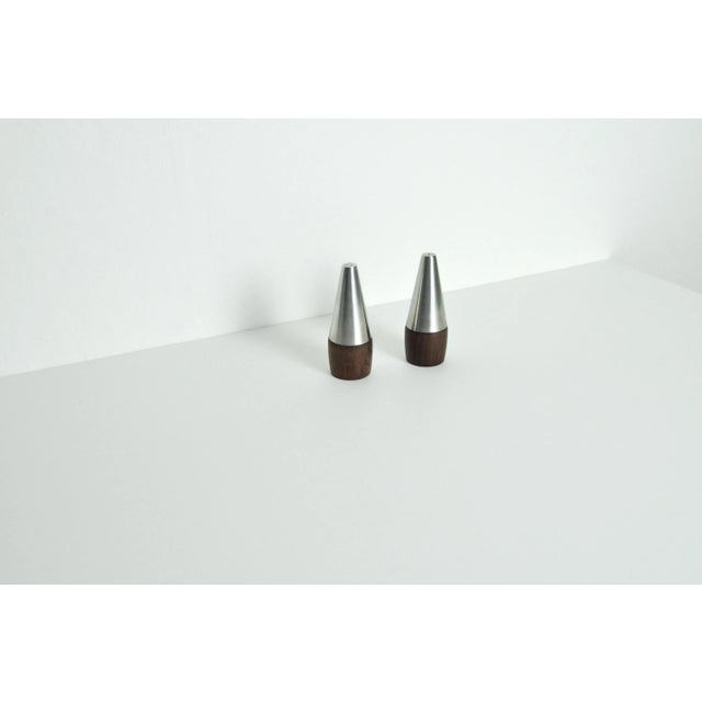 Danish Modern Teak and Stainless Steel Salt and Pepper Shakers, 1960s, Set of 4 For Sale - Image 9 of 12