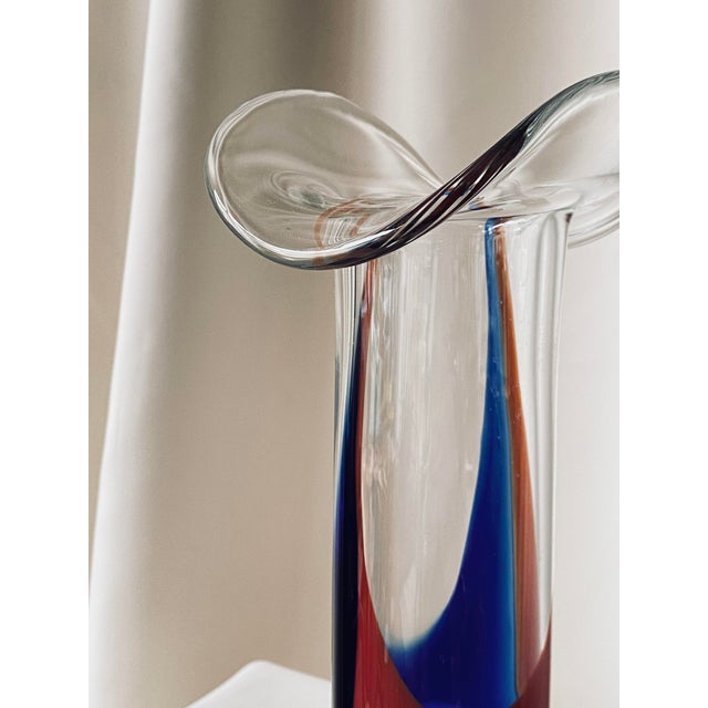 Blue Vintage Gradient Glass Vase For Sale - Image 8 of 12