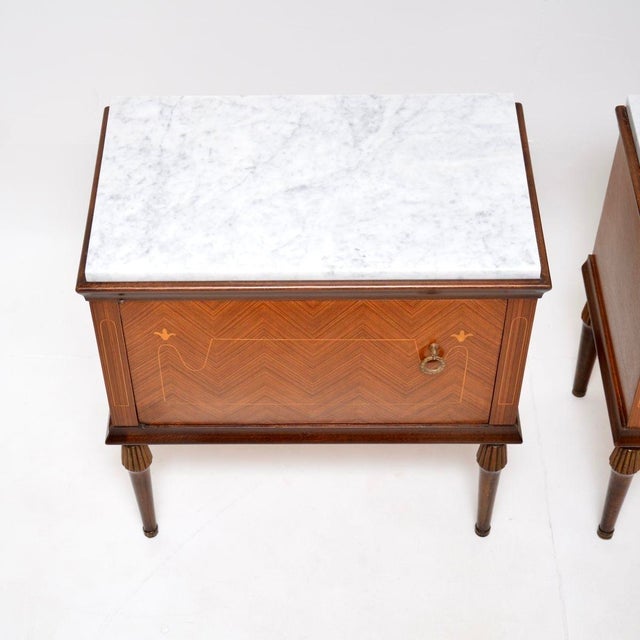 Vintage Italian Marble Top Bedside Cabinets, 1950s, Set of 2 For Sale - Image 6 of 11