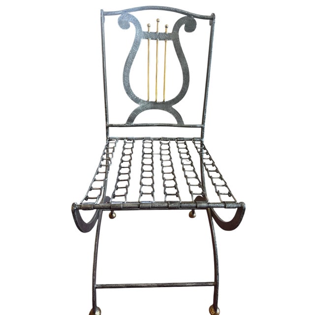 Late 20th Century Lyre Back Iron Folding Chair For Sale - Image 9 of 10