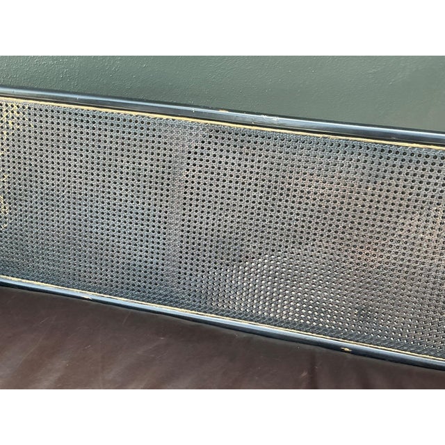 Vintage Leather Cushion Cane Settee For Sale - Image 12 of 17