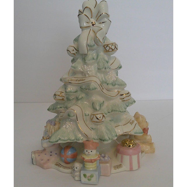 Ceramic Lenox Holiday Traditions Porcelain Christmas Tree W/Toys & Gifts 9" For Sale - Image 7 of 11
