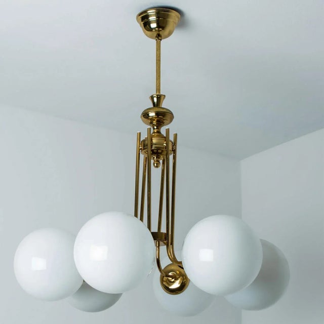 Metal Brass Round Hanging Light from Limburg, 1970s For Sale - Image 7 of 9