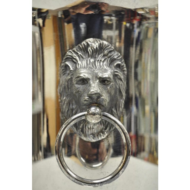 Vintage English Regency Silver Plated Lion Head Champagne Chiller Ice Bucket For Sale - Image 11 of 12