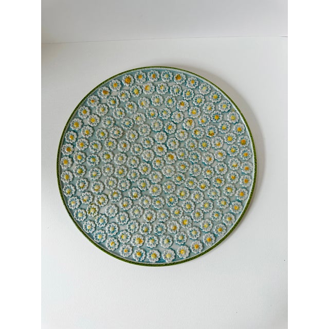 Vintage Italian Majolica Daisy Relief Platter 1970's For Sale - Image 9 of 11