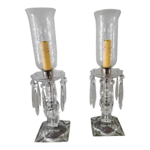 Vintage Cut Crystal Prism Lamps - a Pair