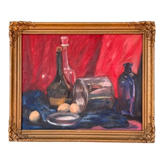 1960s Bold Still Life Oil on Board | Signed Joan Jardine For Sale