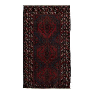 1950s Vintage Baluch Tribal Rug in Red With Geometric Patterns, From Rug & Kilim For Sale