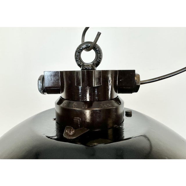 Mid-Century Modern Industrial Black Enamel Factory Pendant Lamp, 1950s For Sale - Image 3 of 18