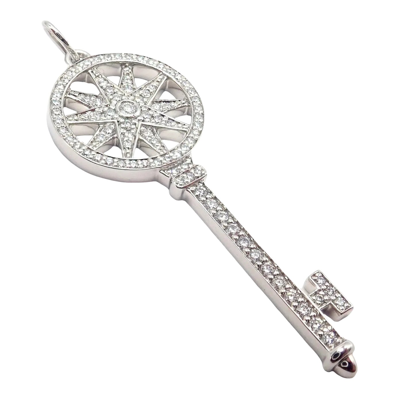 Tiffany & Co. Platinum Diamond Key Star Pendant Necklace | Chairish