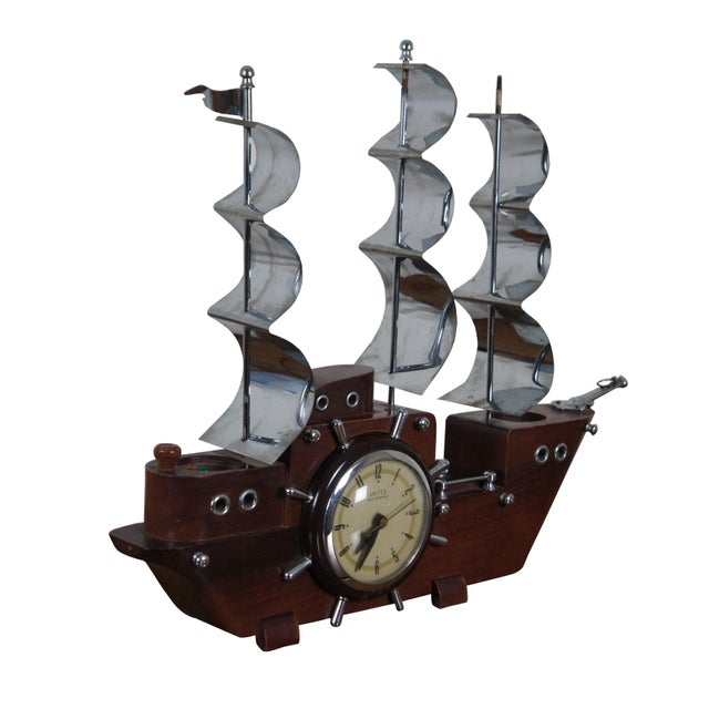 Mid 20th Century United Clock Co Model 811 Nautical Maritime Sailboat ...