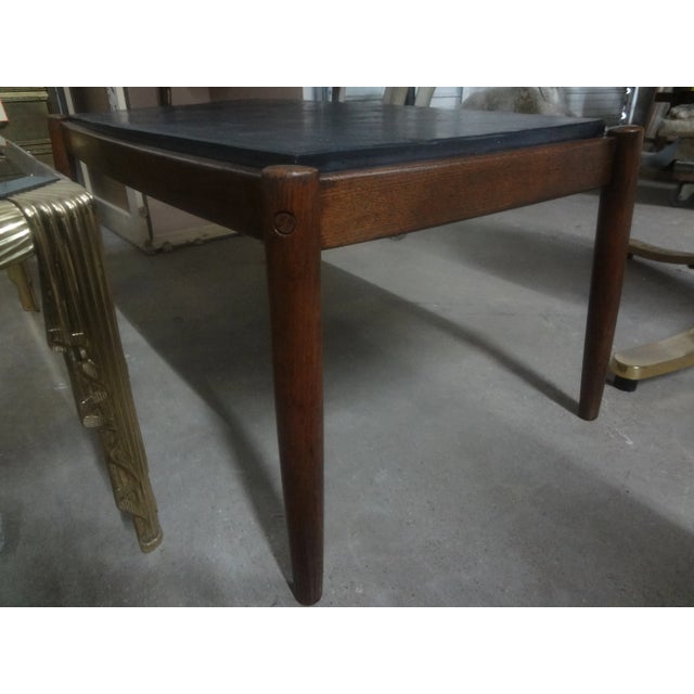 French Brutalist Walnut Coffee Table With Slate Top For Sale - Image 11 of 12