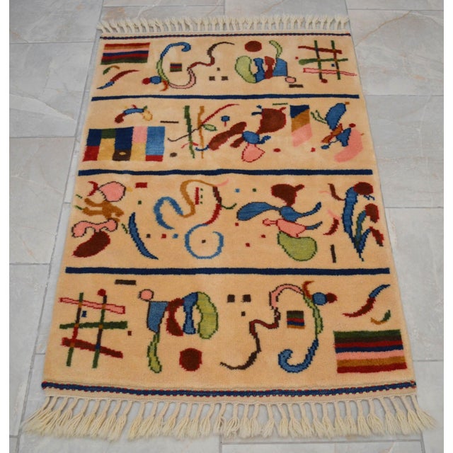 Kandinsky - Four Parts - Inspired Hand Knotted Area Rug Small Rug 2′7″ × 4′2″ For Sale - Image 17 of 18
