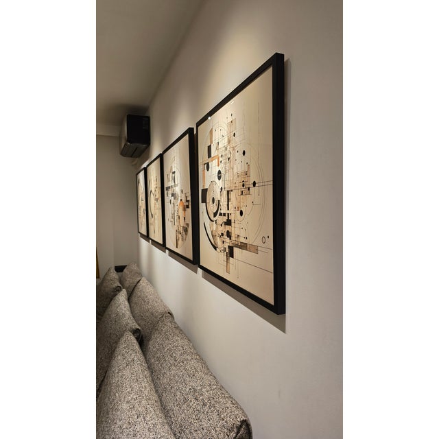 Set of 4 - Framed Neutral Palette Minimalist Architectural Limited Edition Prints - Each 30' X 30' For Sale - Image 9 of 10