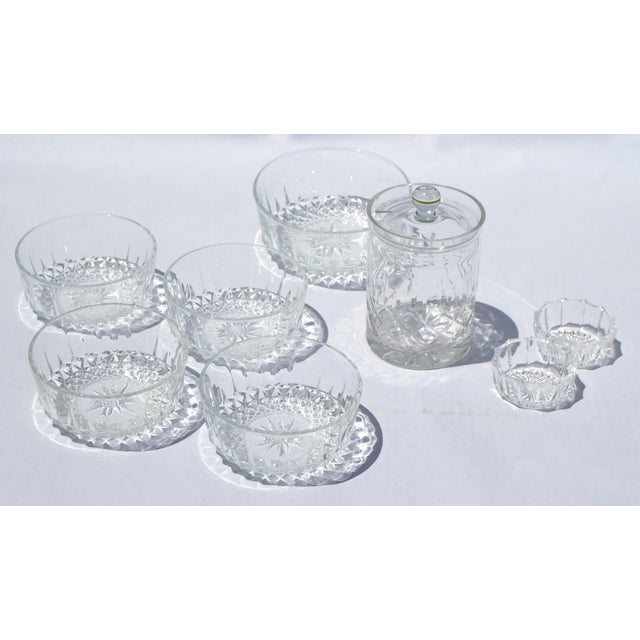 1960s 1960s Arcoroc France Crystal Breakfast 7 Bowls & Jelly Jar - 8 Pieces For Sale - Image 5 of 14
