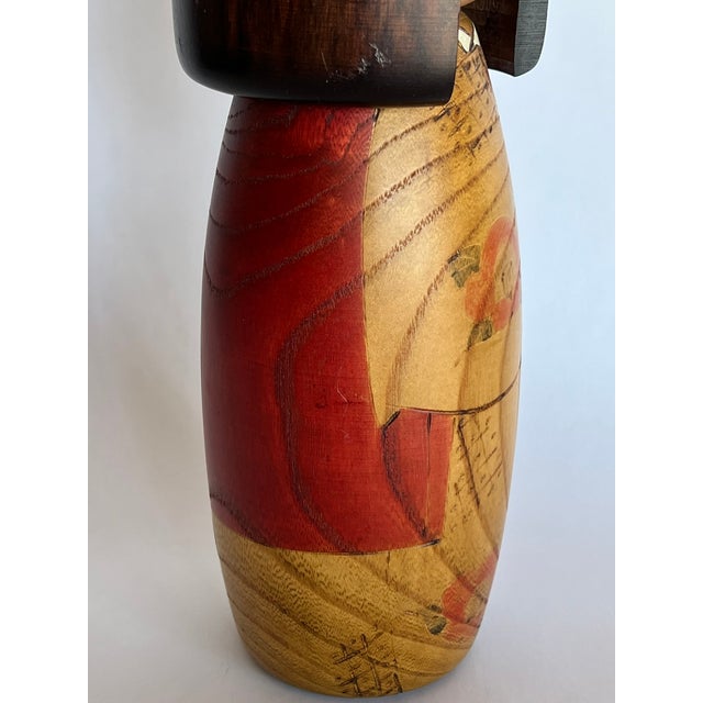 Brown Vintage Sosaku Kokeshi Wood Doll For Sale - Image 8 of 12