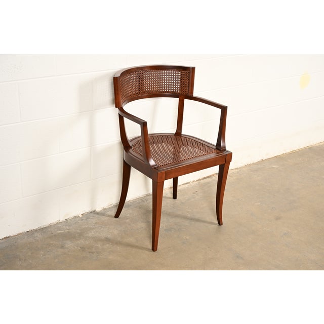 Baker Furniture Company Michael Taylor for Baker Furniture Klismos Cherry Wood and Cane Armchair, Newly Refinished For Sale - Image 4 of 15