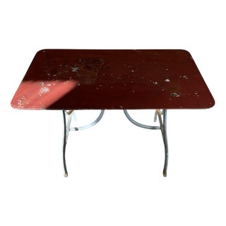 Vintage French Garden Table with Red Top, 1950s For Sale