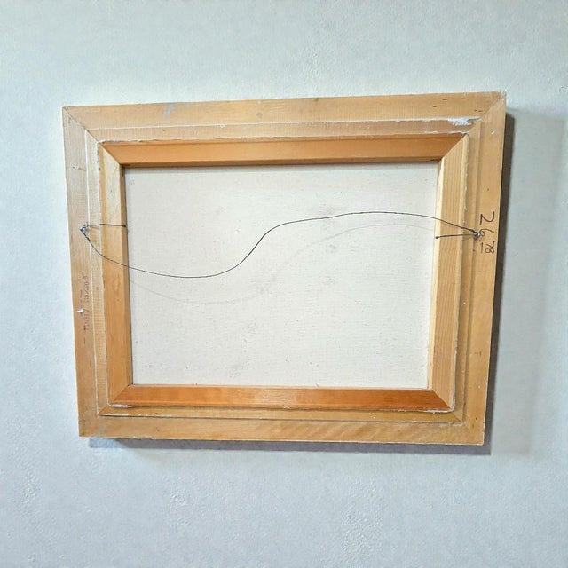 Winter Harbor Snow Scene Original Painting on Canvas, Signed Allen – Framed Coastal Landscape 29½" X 24" For Sale - Image 4 of 9