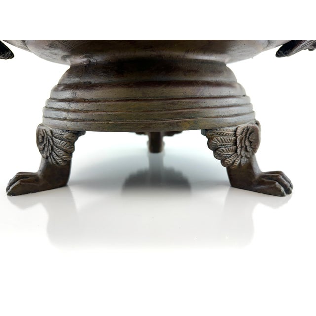 Farmhouse Antique-Style Stetson Wooden Bowl With Carved Swan Handles For Sale - Image 3 of 12