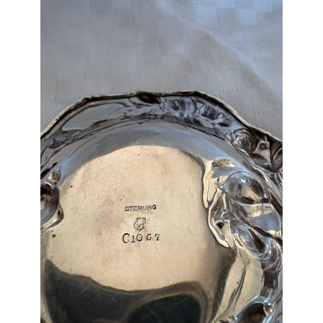 Silver Late 19th Century Small Art Nouveau Sterling Silver Repousse Dish For Sale - Image 8 of 12