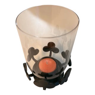 1970s Mid-Century Modern Boda Smide Wrought Iron & Glass Candleholder by Bertil Vallien - In Original Box For Sale