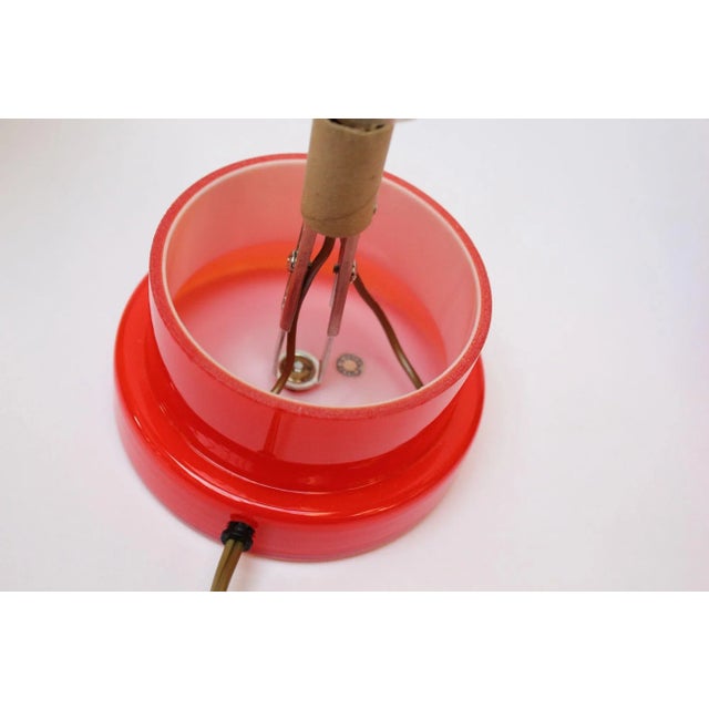 Electric Yellow Pair of Swedish Modern "Capsule" Art Glass Table Lamps in Yellow and Red For Sale - Image 8 of 11