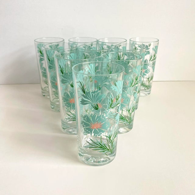Mid-Century Modern Set of 4 Reserved for Randi Taylor Smith Ever Yours Boutonnière Tumbler Tall Glasses Retro Floral For Sale - Image 3 of 10