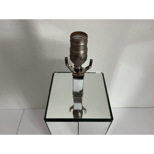 1970s Mirrored Lamp & Shade For Sale - Image 4 of 10