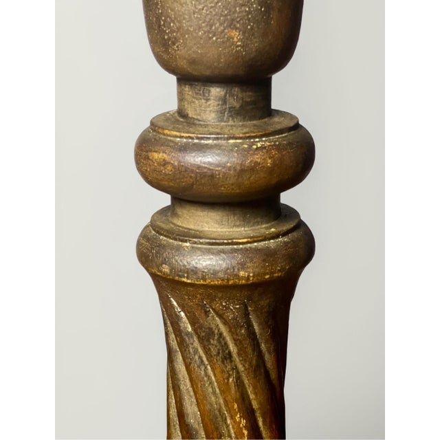 Wood 1910s French Custom Handcrafted Carved Wood Pedestal Planter For Sale - Image 7 of 12