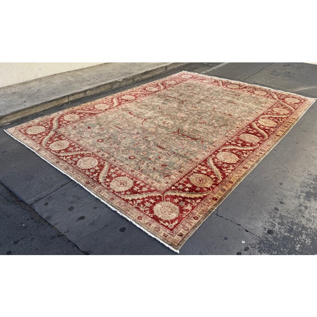 Traditional 8ft 11in × 12ft2in Vintage Pakistani Hand-Knotted Wool and Silk Area Rug For Sale - Image 3 of 15
