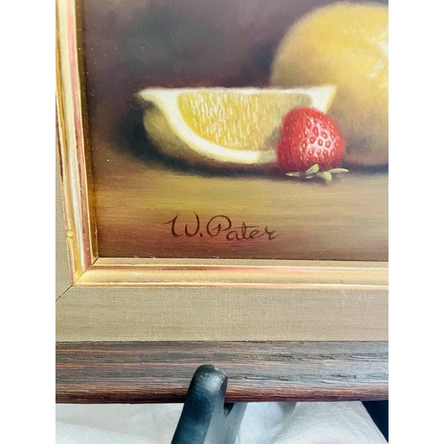 Mid 20th Century Signed W. Pater Still Life Oil Paintings – Citrus Zest and Harvest Bounty - Two Paintings Sold as a Pair For Sale - Image 10 of 11