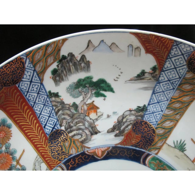 Japanese Japanese Imari Porcelain Mountain Landscape Medallion Design XL Charger Plate For Sale - Image 3 of 5
