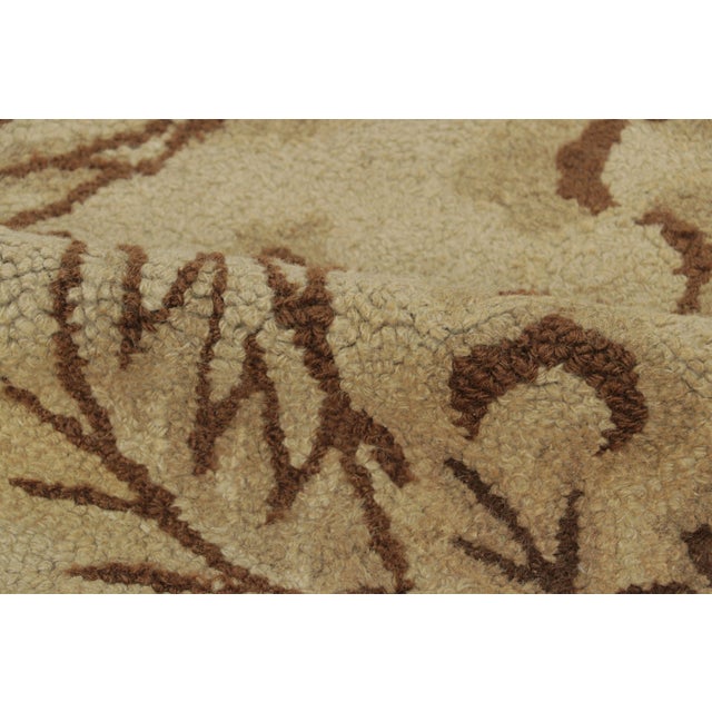 Goldenrod Oversized Antique Hooked Rug in Gold With Chinese Floral Designs - Rug & Kilim For Sale - Image 8 of 9