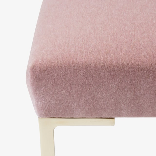 Not Yet Made - Made To Order Astor Petite Brass Ottomans in Blush Mohair by Montage - Pair For Sale - Image 5 of 6