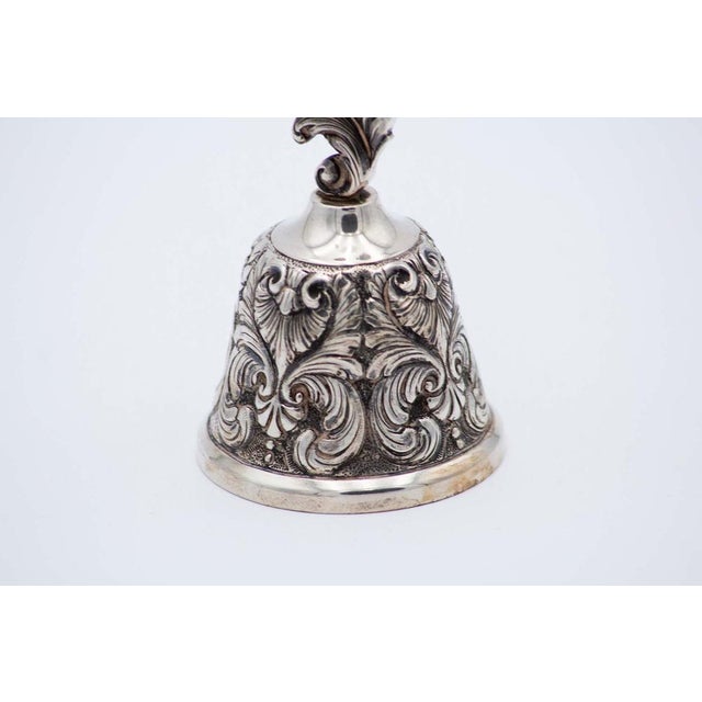 Chiseled Silver Bell with Feathers and Plant-Based Elements, in Good conditions. Designed 1920 to 1949