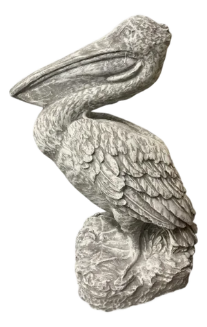 Charming Whitewashed Reconstituted Stone Pelican Statue