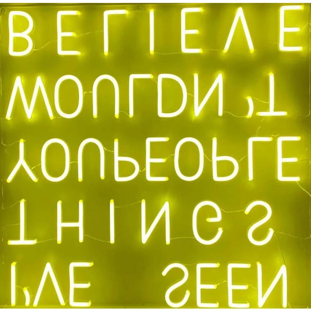 Faith by batik 40×40 inches / 101 x 101 cm neon led light letters affixed to clear acrylic back. Easy install to wall...