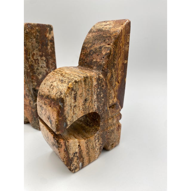 1960s Pair of Italian Marble Stone Fleur De Lis Bookends For Sale - Image 10 of 11