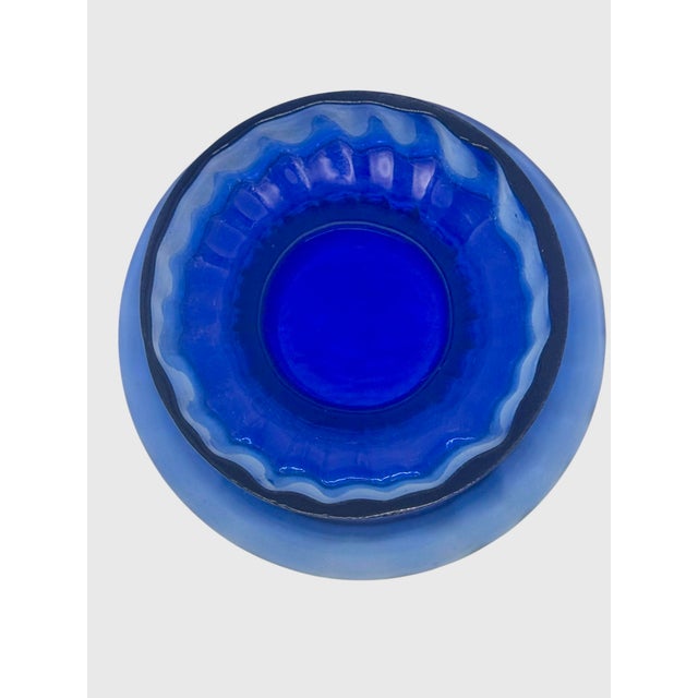 Vintage Cobalt Blue Hour-Glass 5 5/8” Hyacinth Forcing Vase For Sale - Image 9 of 12