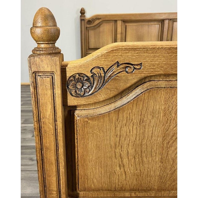 Vintage French Style King Size Bed Frame in Oak For Sale - Image 4 of 12