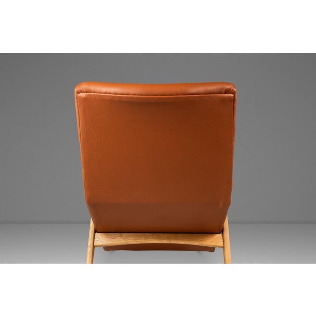 Rare Mid-Century Modern Sculptural Lounge Chair & Ottoman in Oak & Italian Leather in the Manner of Adrian Pearsall, Usa, C. 1960s For Sale - Image 11 of 18