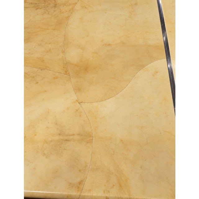 Karl Springer Goatskin Bullnose Dining Table With Chrome, 1970 For Sale In Chicago - Image 6 of 8