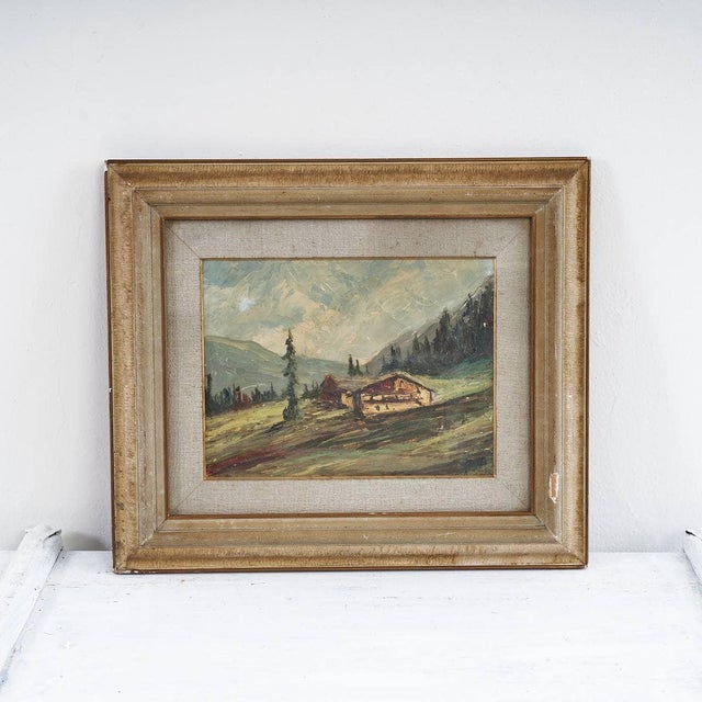 Unknown, Alpine Landscape, 1950s, Oil on Panel For Sale - Image 7 of 7
