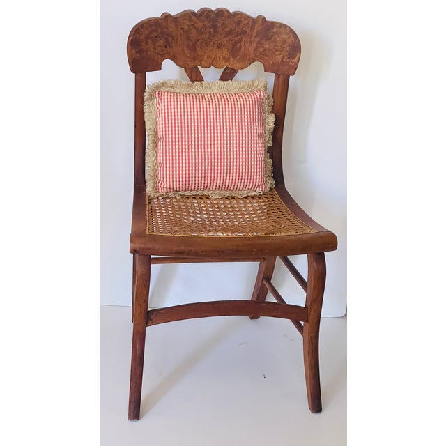 Biedermeier Antique Biedermeier Birds Eye Canned Chair With Lumbar Pillow For Sale - Image 3 of 6