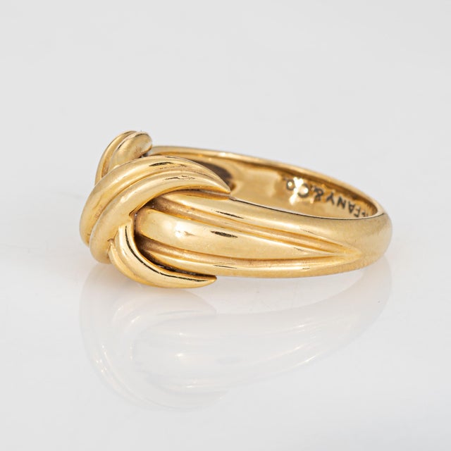 Tiffany and Co. C1990 Vintage Tiffany & Co X Ring 18k Yellow Gold Band Sz 5 Signed Jewelry For Sale - Image 4 of 8