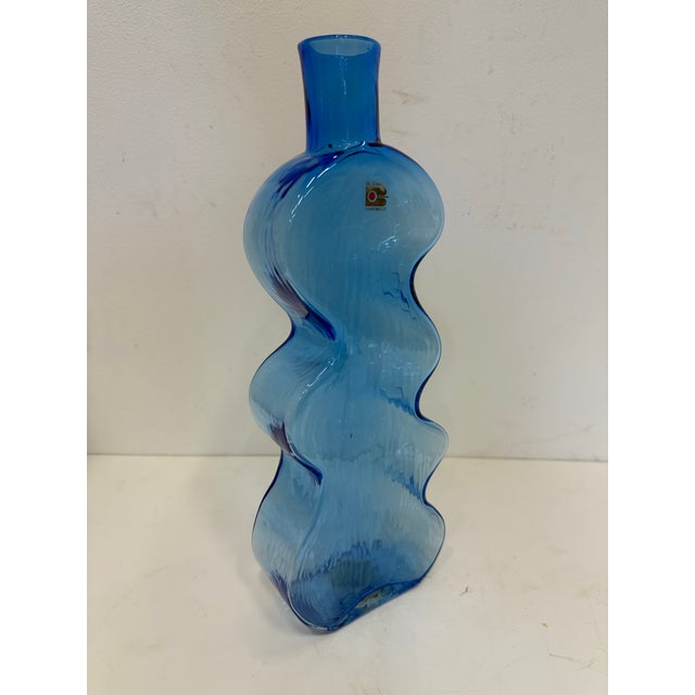 Blue Vintage Blenko Glass Puzzle Wiggle Vase For Sale - Image 8 of 10