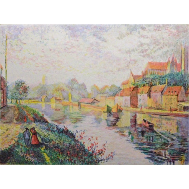"Auxerre Cathedral River Banks" Original Limited Edition Engraving with Aquatint Printed in France Original Limited...