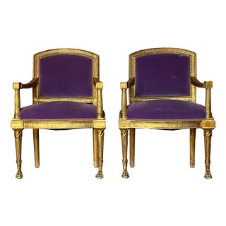 Set of Louis XVI Style Gilt Armchairs For Sale