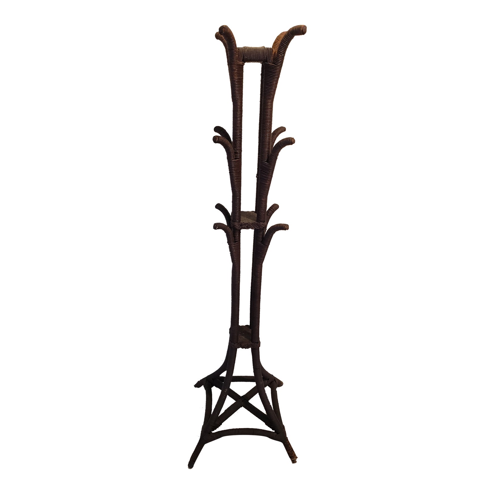 Vintage Rattan Wrapped Standing Floor Coat Rack Chairish